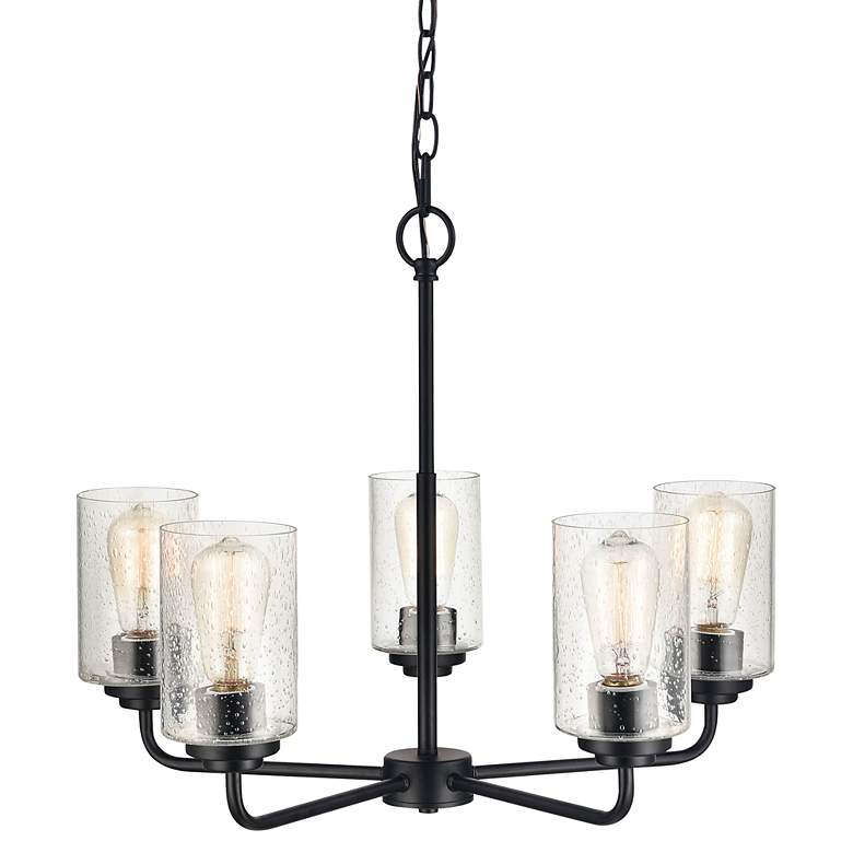 Image 2 Moven 20" Wide Matte Black 5-Light Chandelier