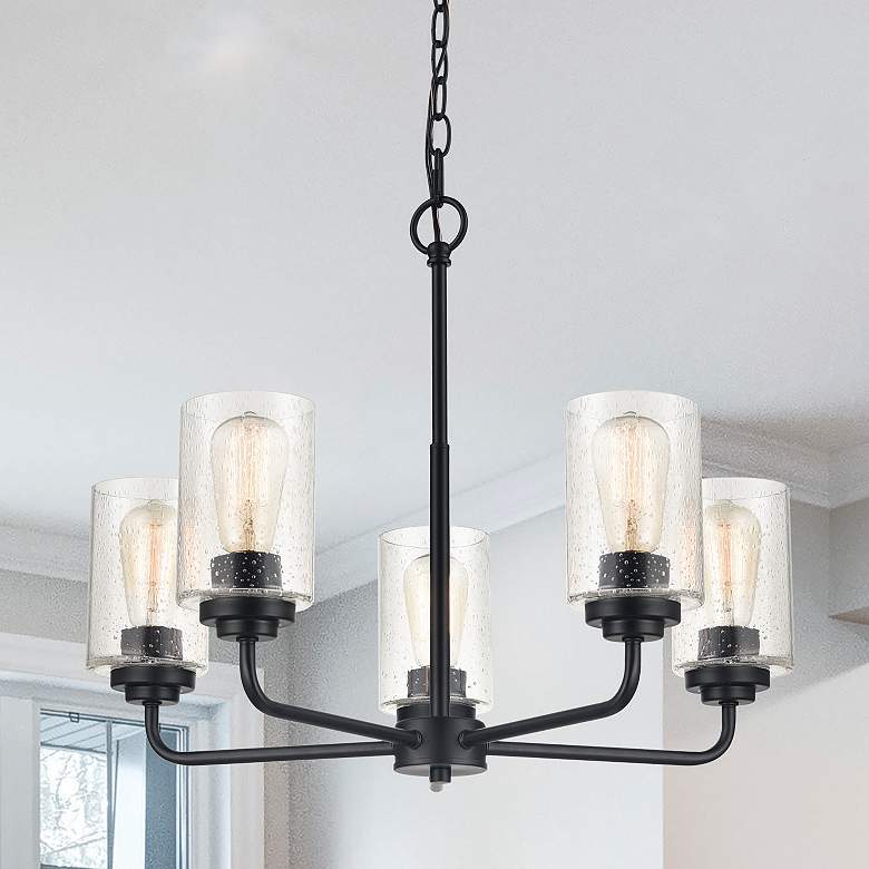 Image 1 Moven 20" Wide Matte Black 5-Light Chandelier