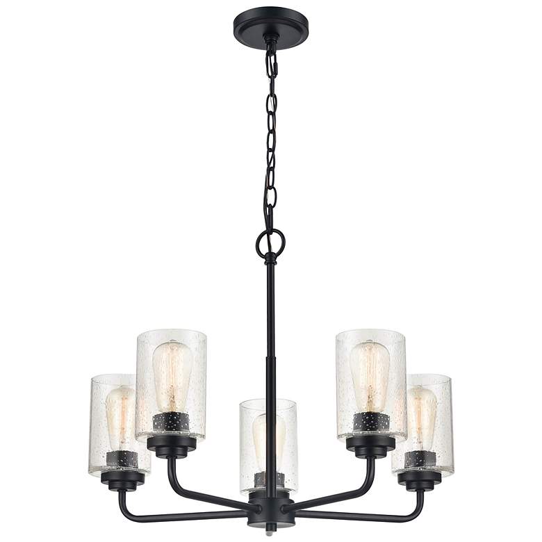 Image 5 Moven 20" Wide Matte Black 5-Light Chandelier more views
