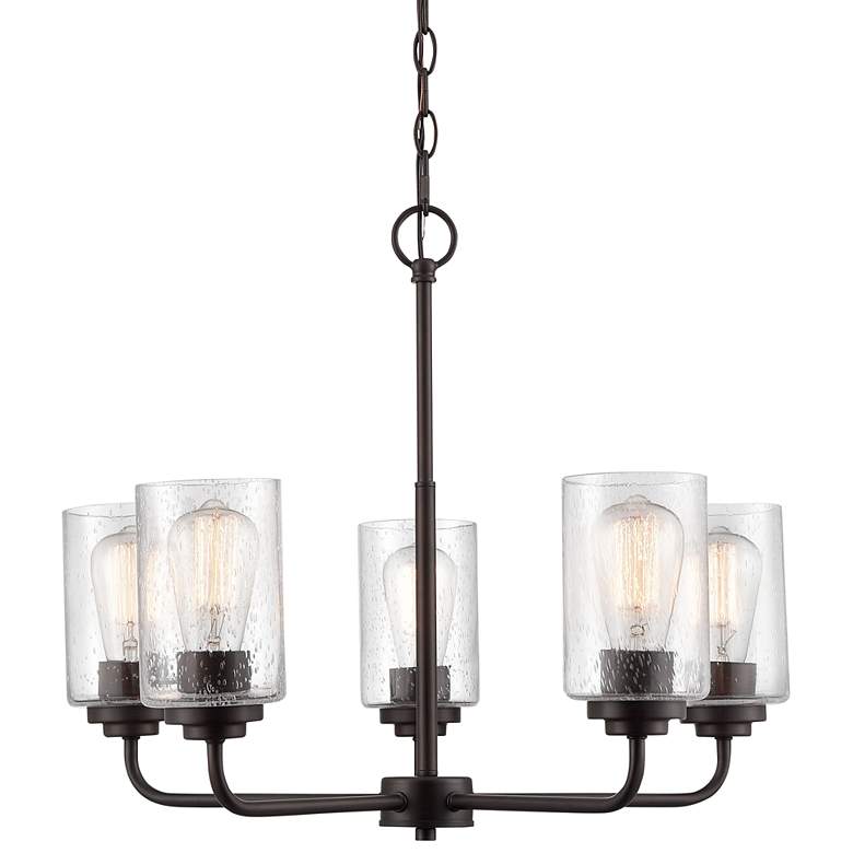 Image 2 Moven 23" Wide Rubbed Bronze 5-Light Chandelier