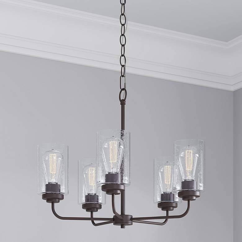 Image 1 Moven 23" Wide Rubbed Bronze 5-Light Chandelier