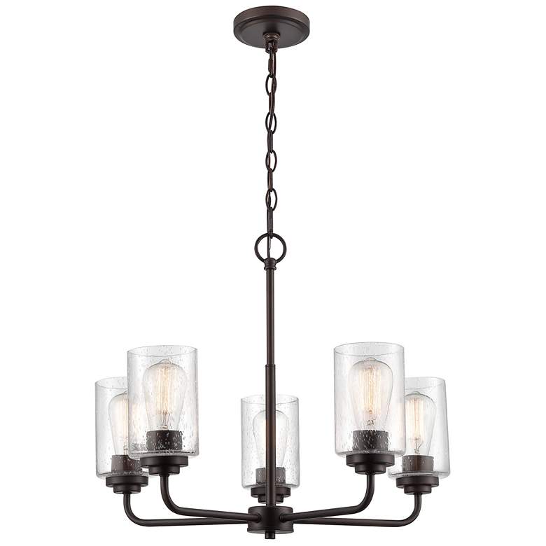 Image 5 Moven 23" Wide Rubbed Bronze 5-Light Chandelier more views