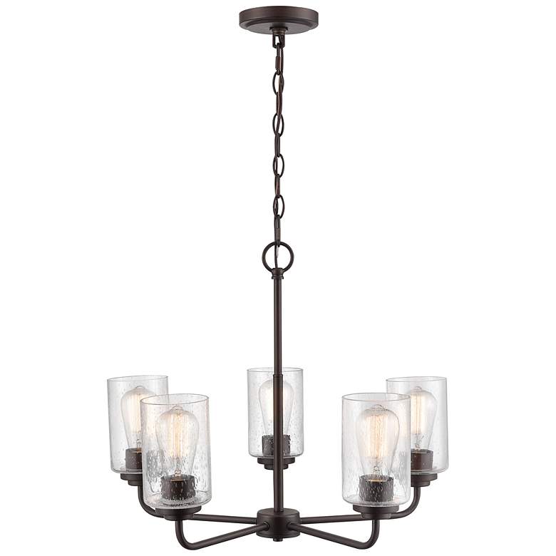 Image 6 Moven 23" Wide Rubbed Bronze 5-Light Chandelier more views