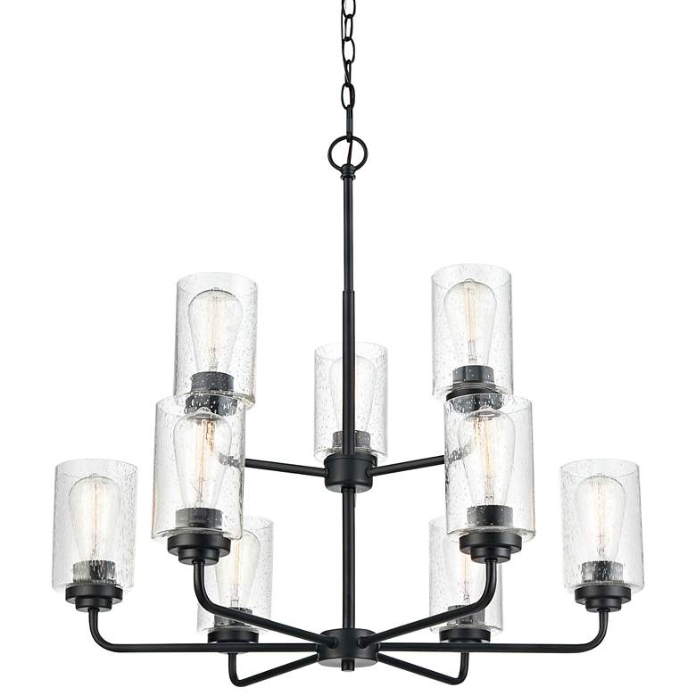 Image 3 Moven 28" Wide Matte Black 9-Light Chandelier
