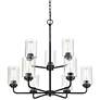 3_Moven 28" Wide Matte Black 9-Light Chandelier