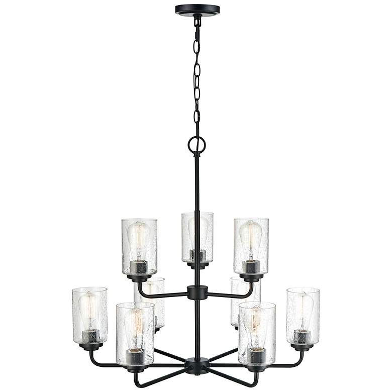 Image 7 Moven 28" Wide Matte Black 9-Light Chandelier more views