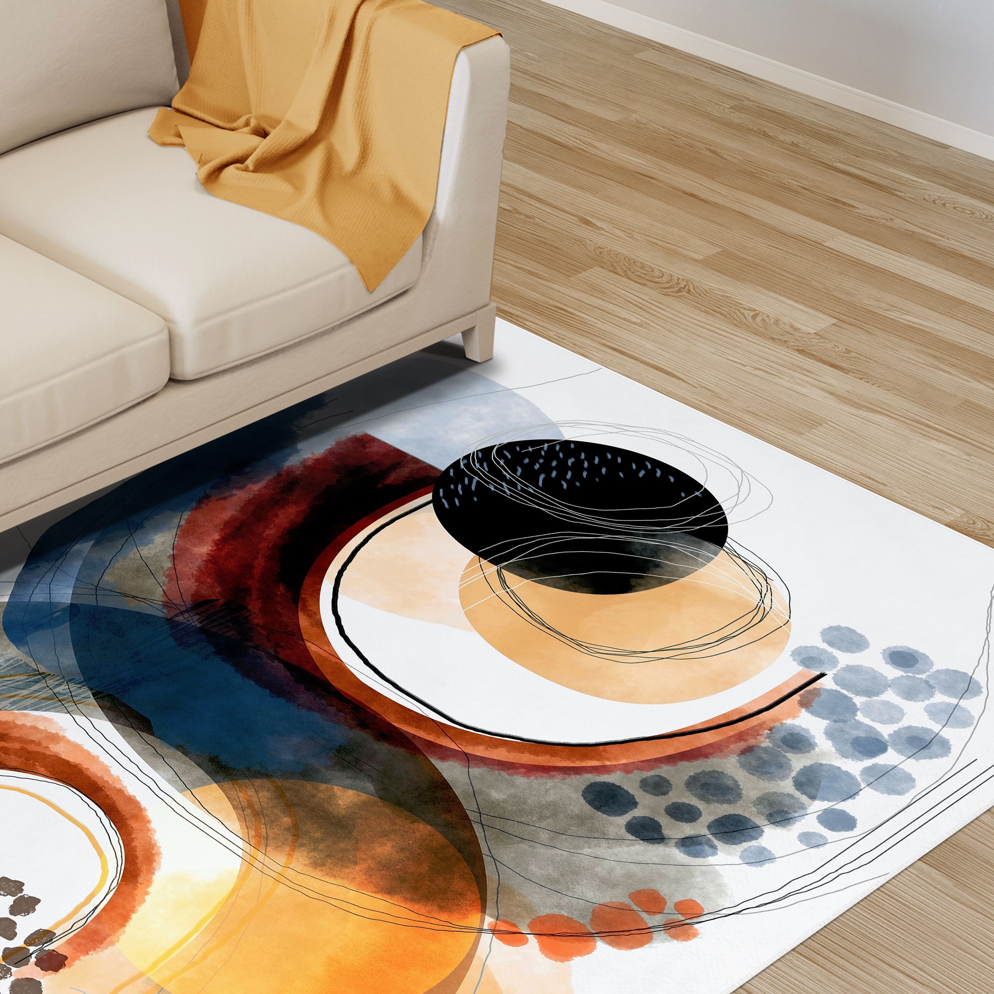 Image 5 Moving Mountains Washable Geometric Art Area Rug size 5'x8' more views