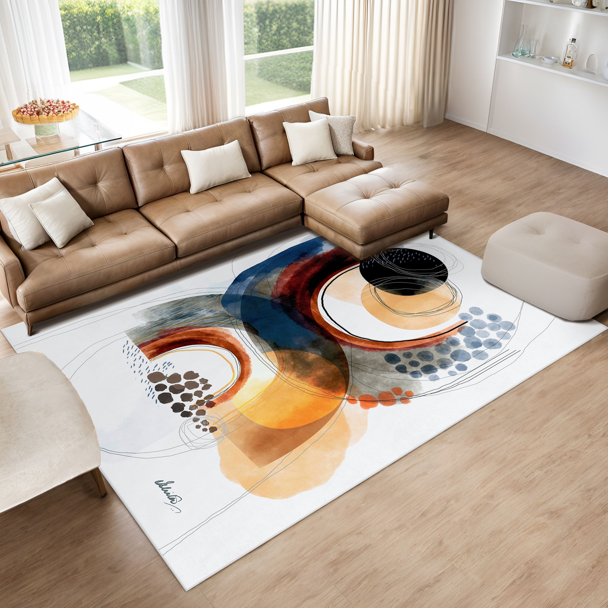 Image 2 Moving Mountains Washable Geometric Art Area Rug size 8'x10' more views