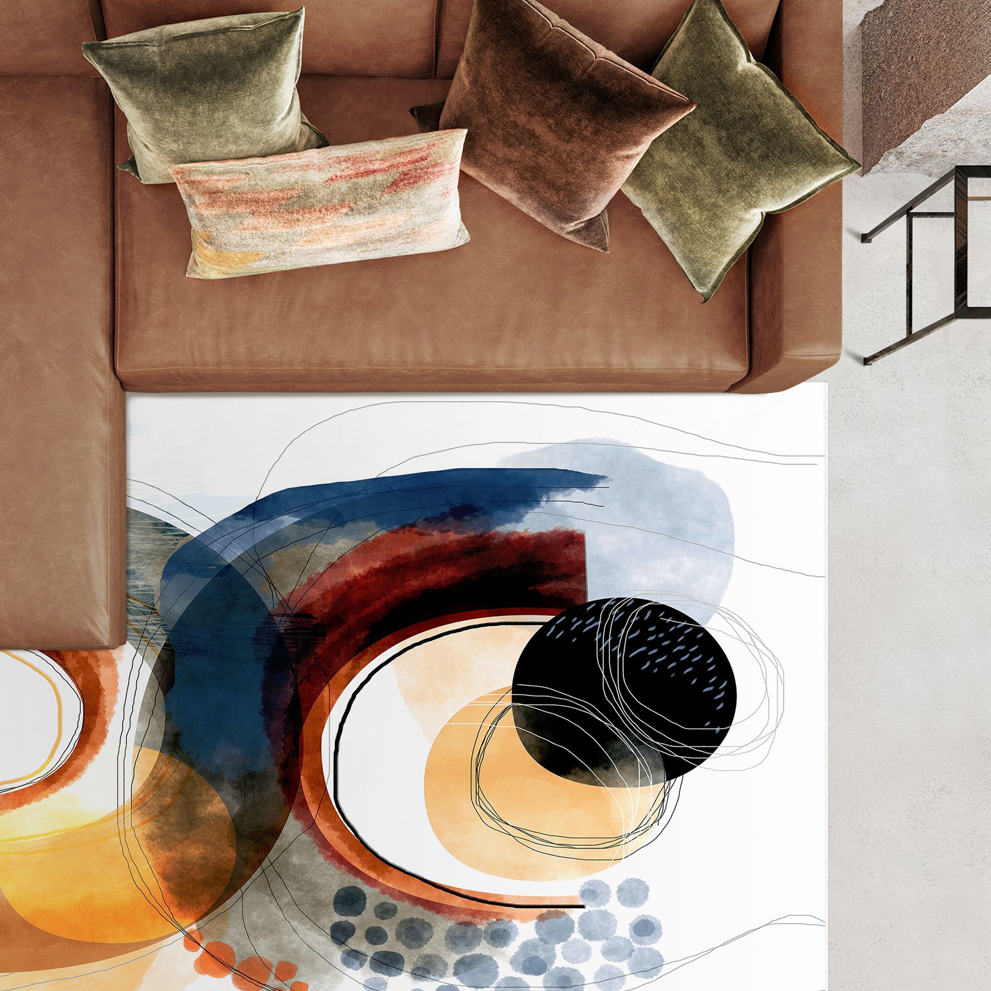 Image 5 Moving Mountains Washable Geometric Art Area Rug size 8'x10' more views