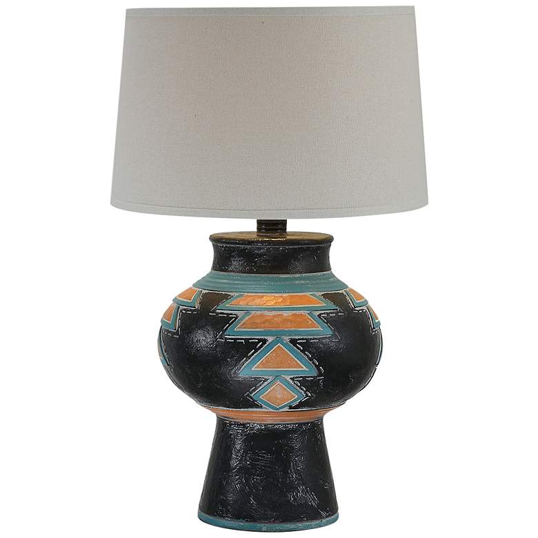 Image 2 Moxley Black Terracotta Hydrocal Urn Table Lamp