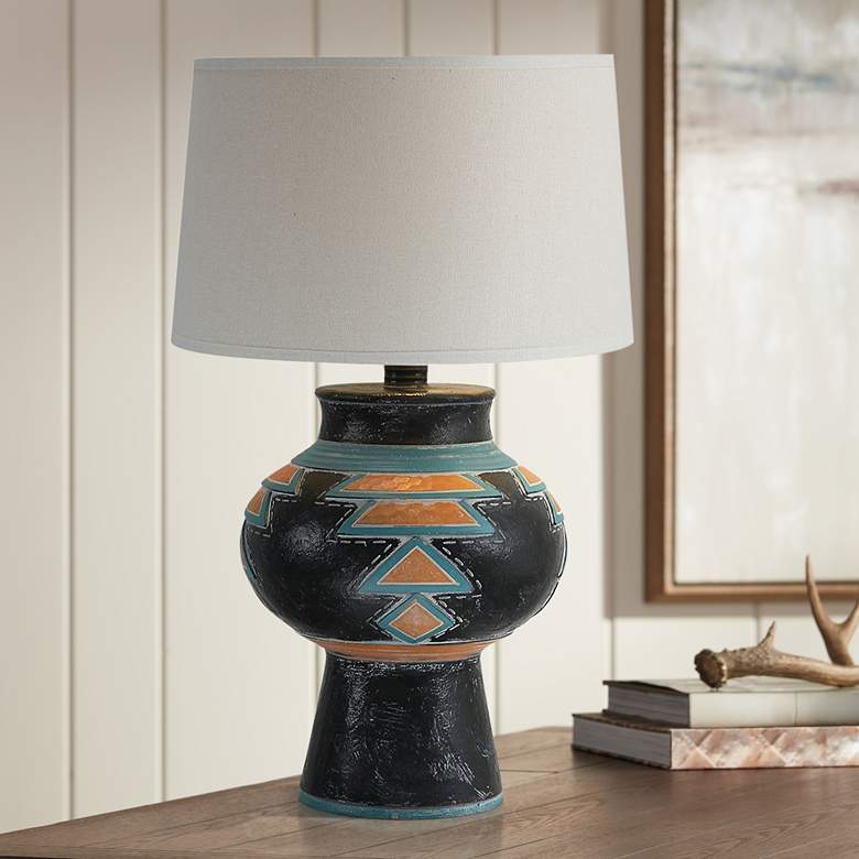 Image 1 Moxley Black Terracotta Hydrocal Urn Table Lamp