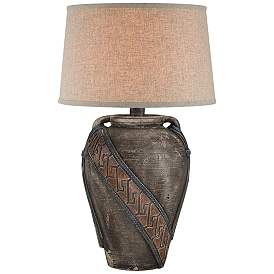 Image2 of Moxley Earthen Brown Hydrocal 2-Handle Jug Table Lamp