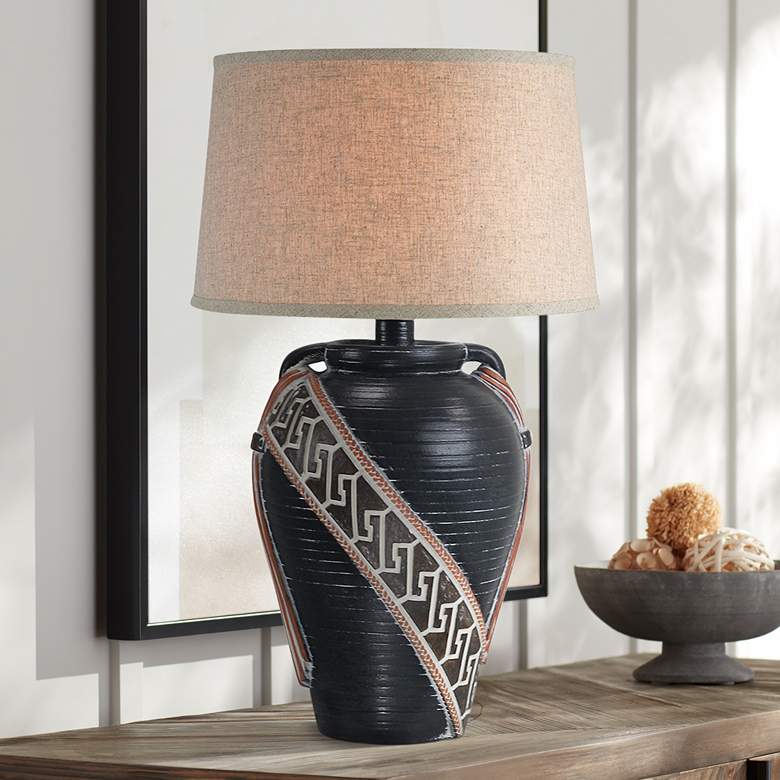 Image 1 Moxley Obsidian Red 29 1/2" Hydrocal 2-Handle Jug Table Lamp
