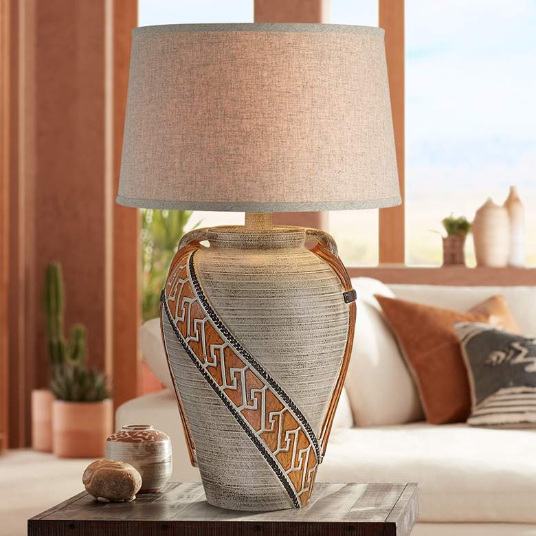 Image 1 Moxley Sand Dune 29 1/2" Hydrocal 2-Handle Jug Table Lamp