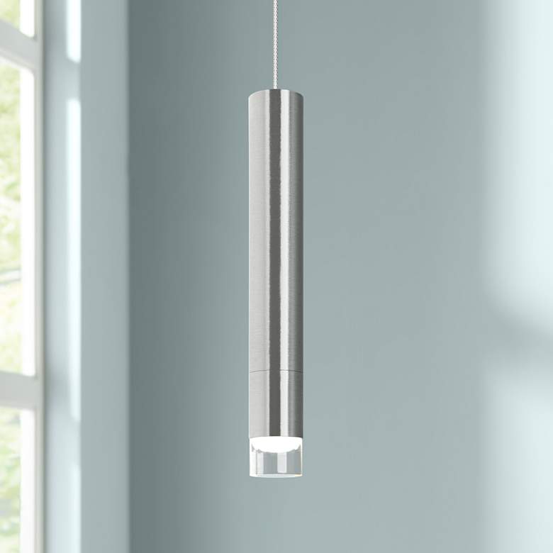 Image 1 Moxy 3/4 inch Wide Satin Nickel Slim Freejack LED Mini Pendant