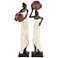 Mozambique Cream 2-Piece Standing African Women Statues Set