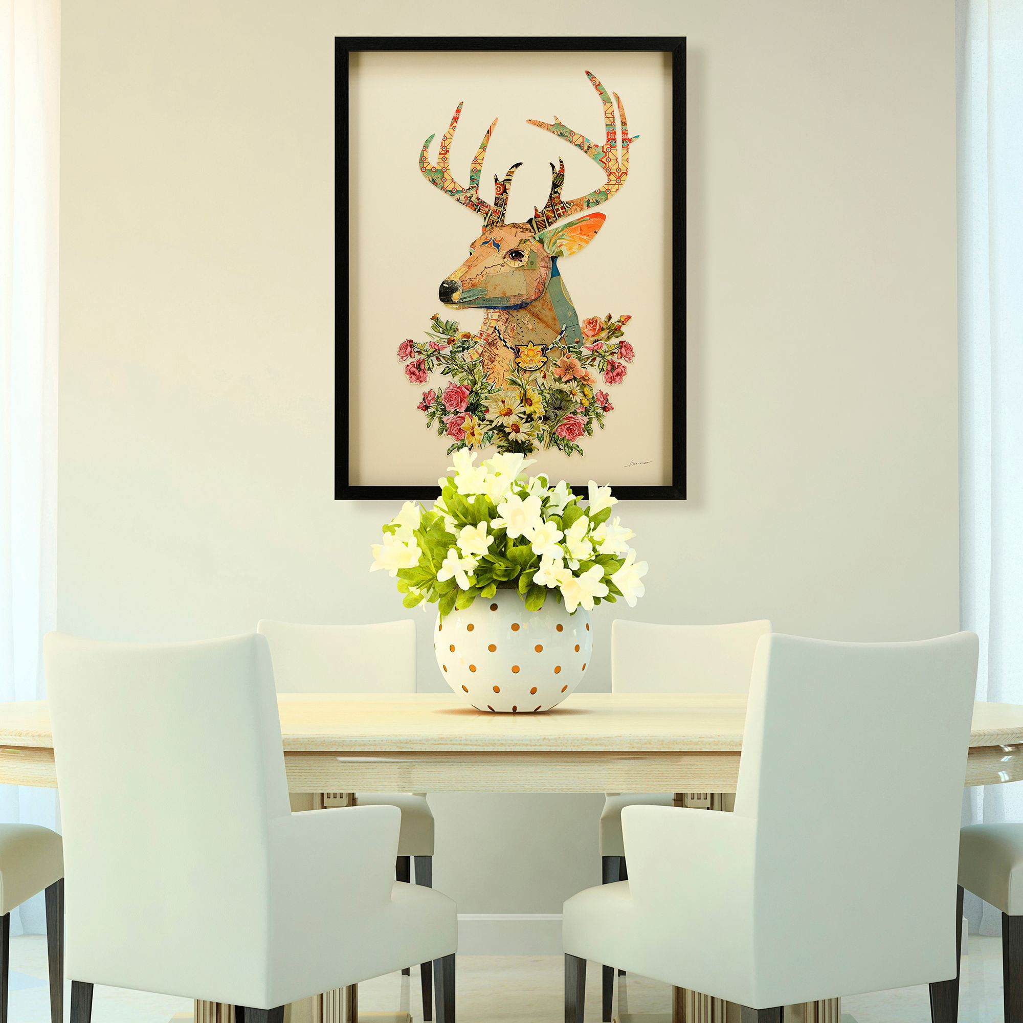 Mr and Mrs Deer 33" High 2-Piece Collage Framed Wall Art Set