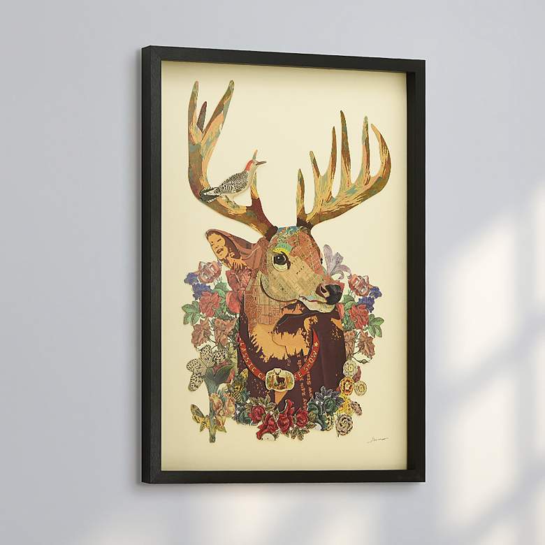 Image 1 Mr. Deer 33" High Dimensional Collage Framed Wall Art