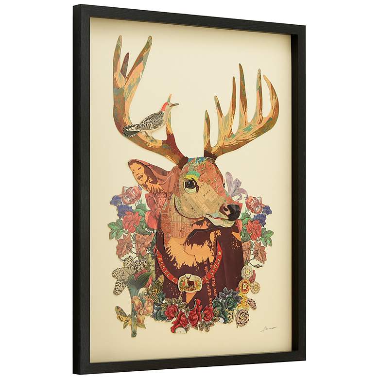 Image 4 Mr. Deer 33" High Dimensional Collage Framed Wall Art more views