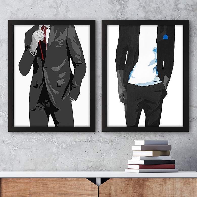 Image 2 Mr. Right 30" High 2-Piece Giclee Framed Wall Art Set