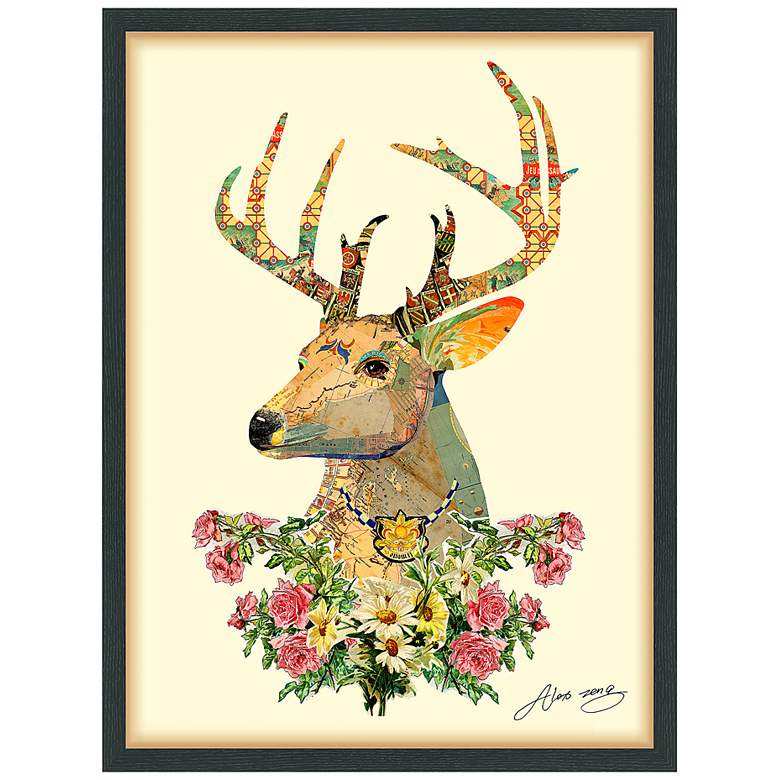Image 2 Mrs. Deer 33" High Dimensional Collage Framed Wall Art