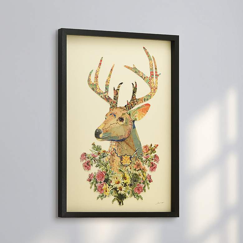 Image 1 Mrs. Deer 33" High Dimensional Collage Framed Wall Art