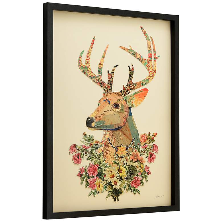 Image 4 Mrs. Deer 33" High Dimensional Collage Framed Wall Art more views