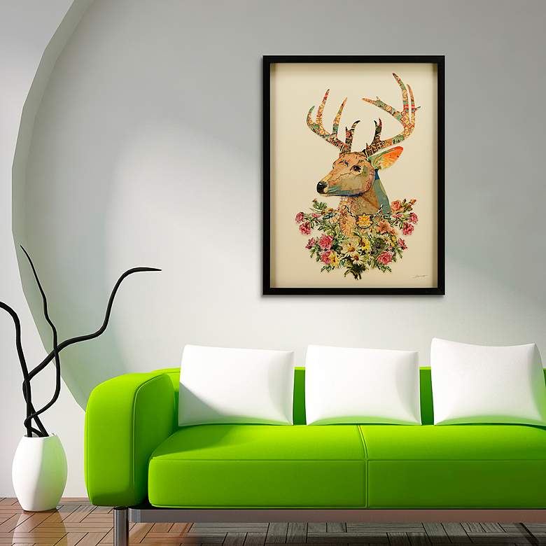Image 5 Mrs. Deer 33" High Dimensional Collage Framed Wall Art more views