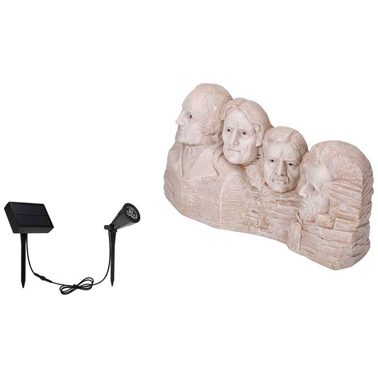 Image 1 Mt. Rushmore 15 inchH Off-White Statue with Solar LED Spotlight
