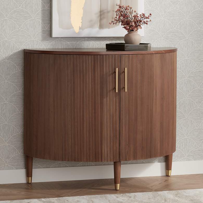 Image 2 Muir 39 1/2" Wide Birch 2-Door Demilune Cabinet