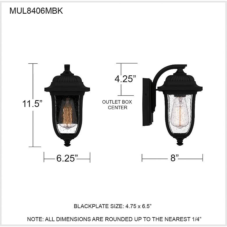 Image 5 Mulberry 1-Light Matte Black Outdoor Wall Lantern more views