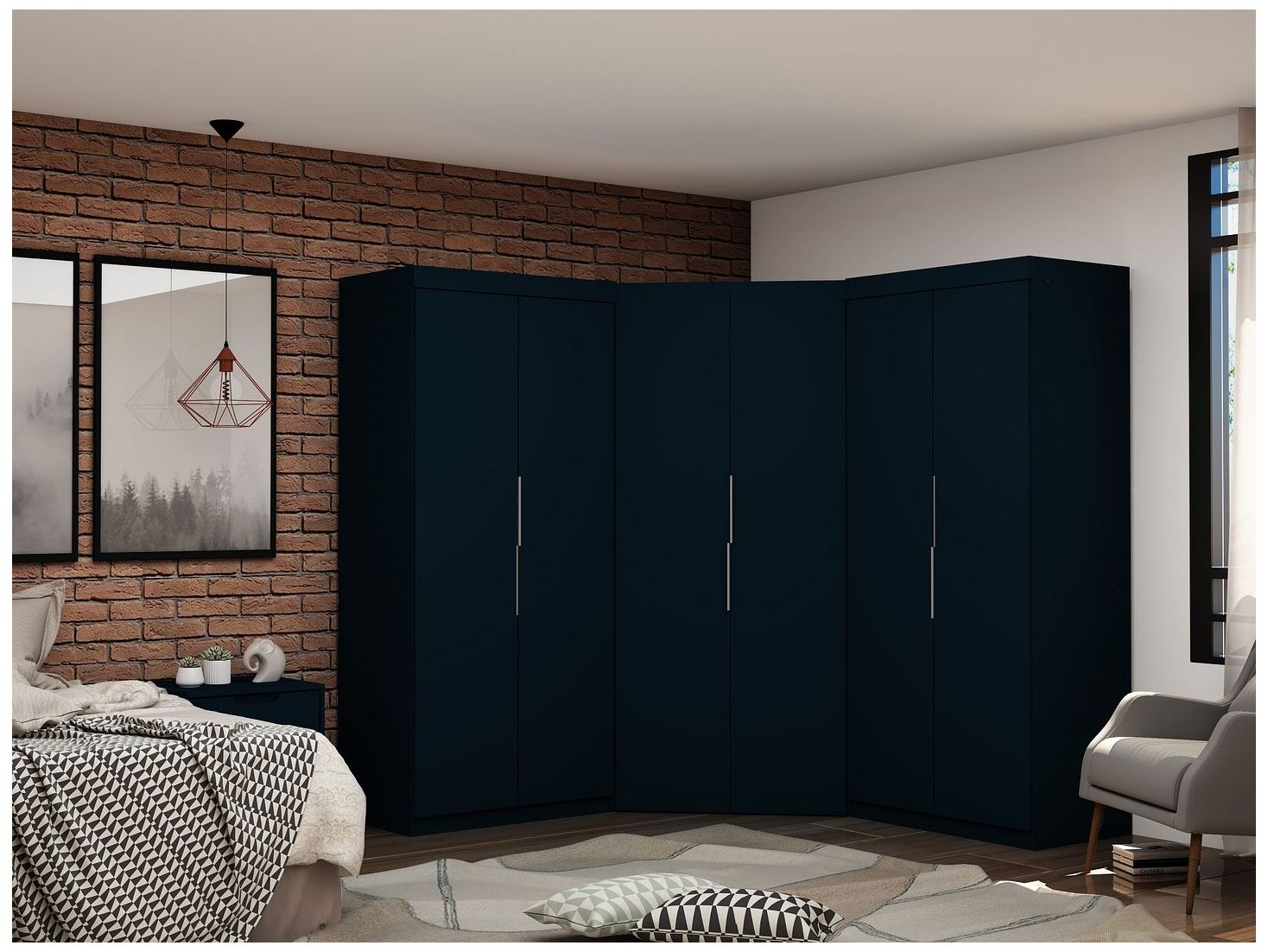 Image 2 Mulberry 3.0 Sectional Corner Closet - Set of 3 in Tatiana Midnight Blue more views