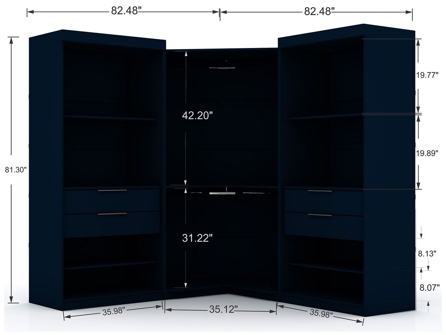 Image 3 Mulberry 3.0 Sectional Corner Closet - Set of 3 in Tatiana Midnight Blue more views