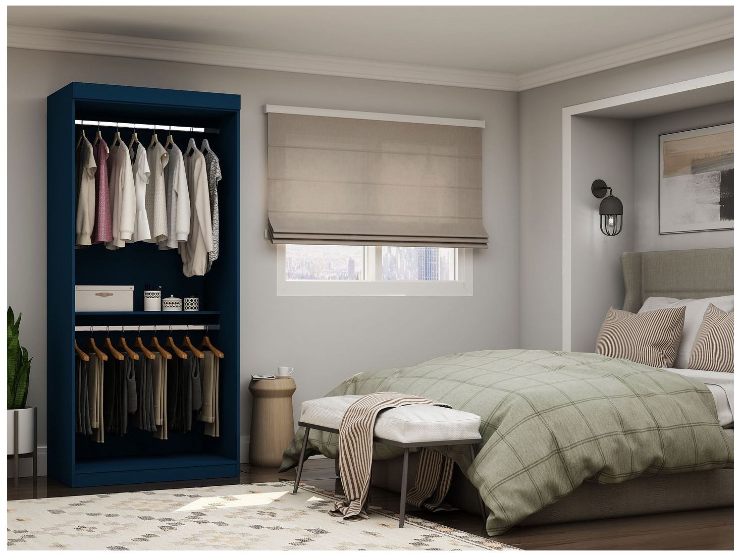 Image 2 Mulberry 35.9 Open Double Hanging Wardrobe Closet in Tatiana Midnight Blue more views