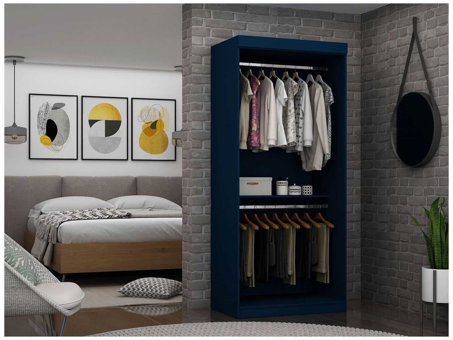Image 5 Mulberry 35.9 Open Double Hanging Wardrobe Closet in Tatiana Midnight Blue more views