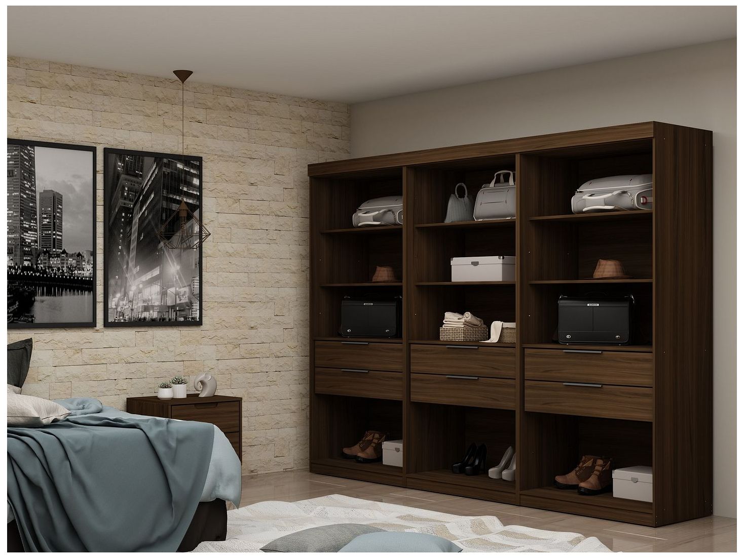 Image 2 Mulberry Open 3 Sectional Closet - Set of 3 in Brown more views