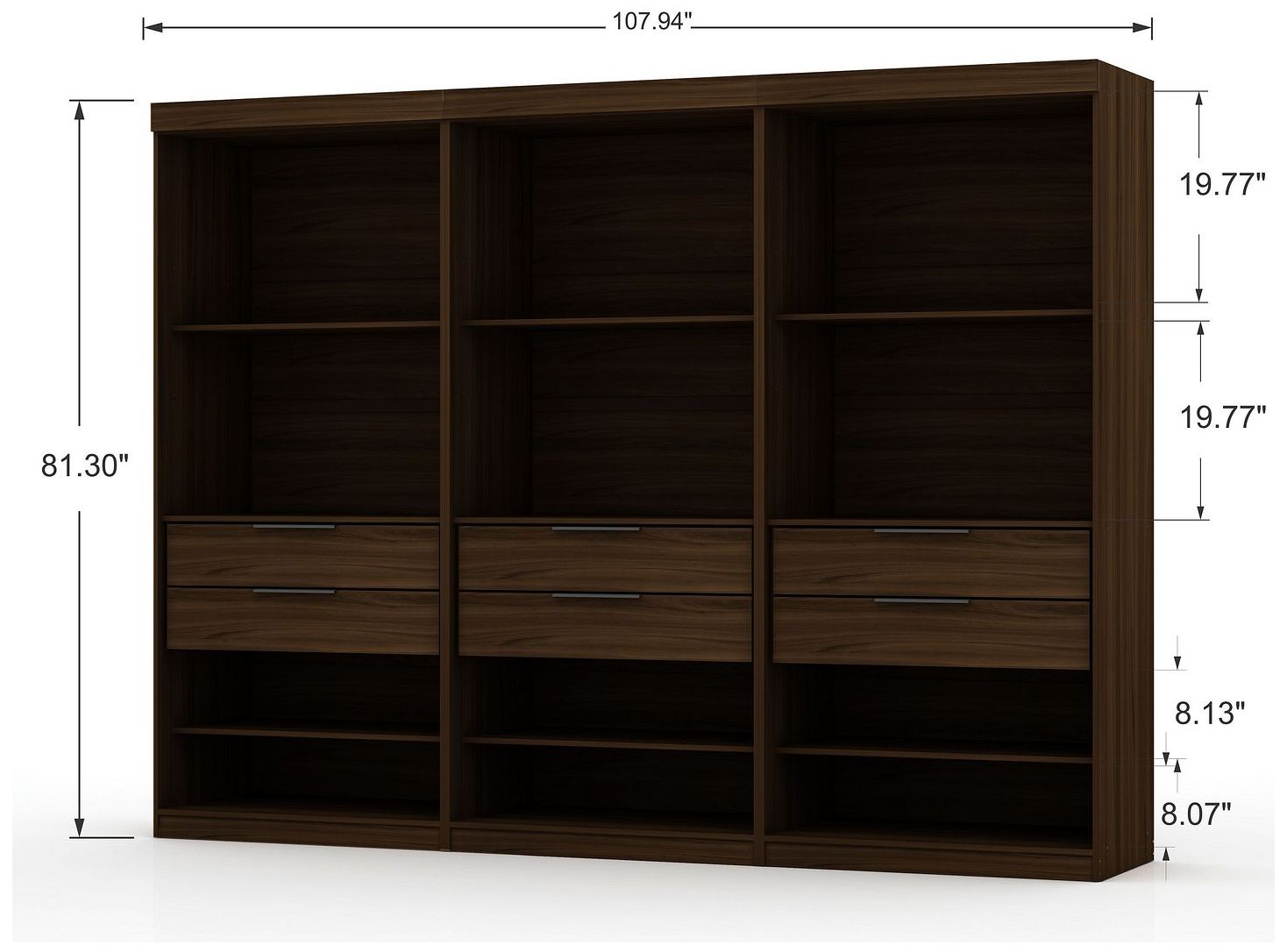 Image 3 Mulberry Open 3 Sectional Closet - Set of 3 in Brown more views