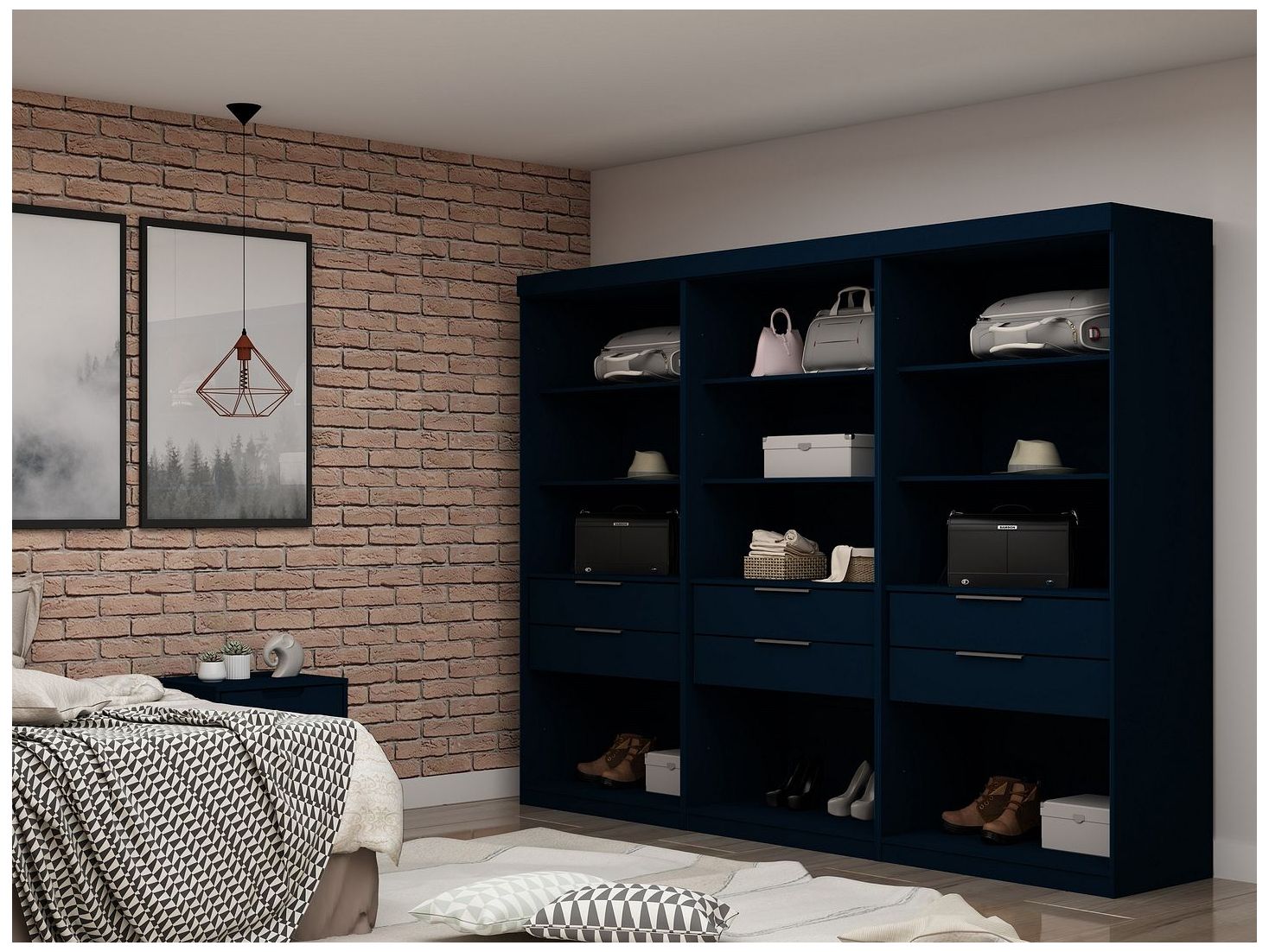 Image 2 Mulberry Open 3 Sectional Closet - Set of 3 in Tatiana Midnight Blue more views