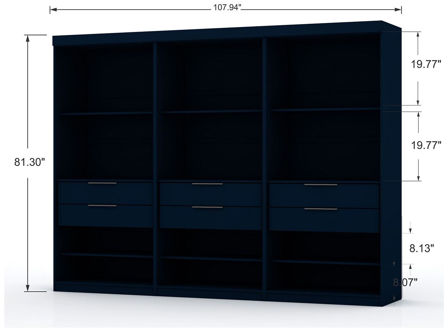 Image 3 Mulberry Open 3 Sectional Closet - Set of 3 in Tatiana Midnight Blue more views