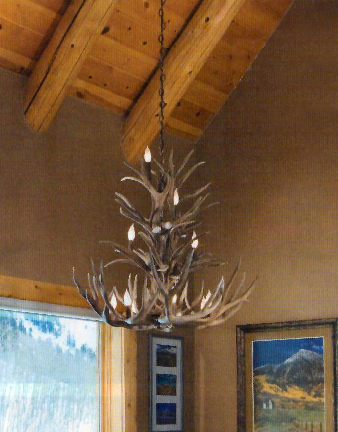 Image 2 Mule Deer 27-28"W 9-Light Natural-Shed Antler Chandelier more views