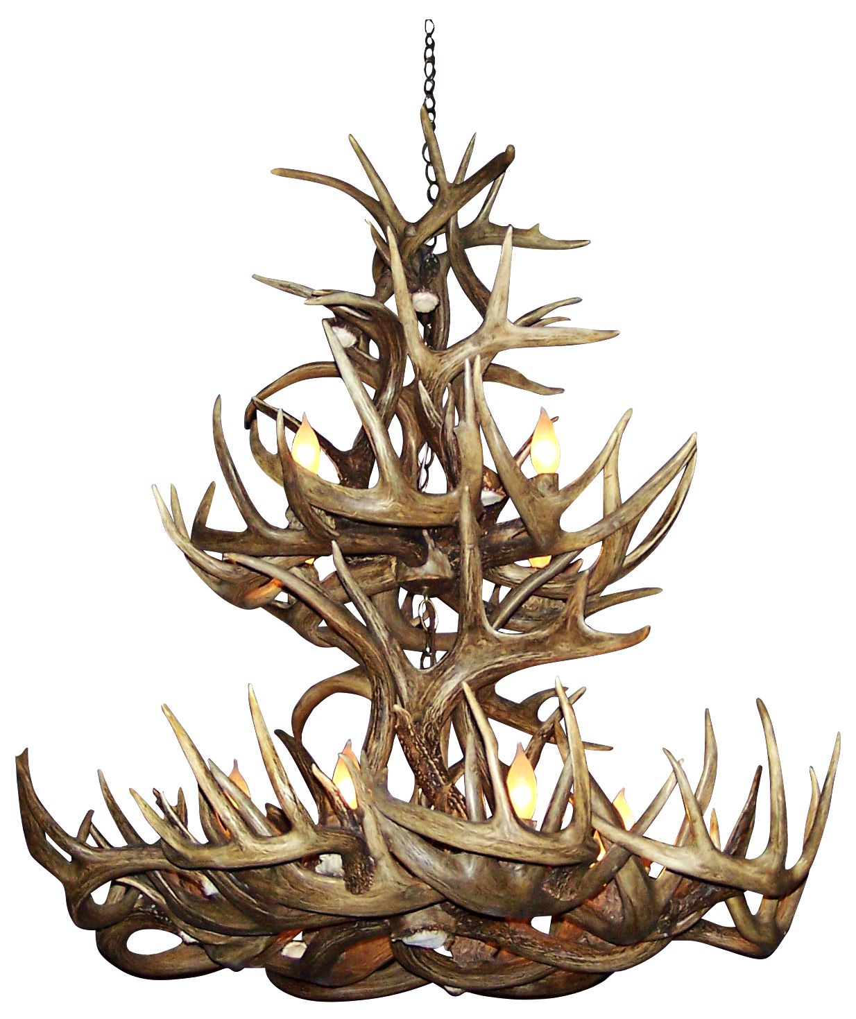 Mule Deer 28-30"W 12-Light Natural-Shed Antler Chandelier
