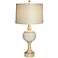 Mulholland Round Beige Ceramic and Wood Table Lamp
