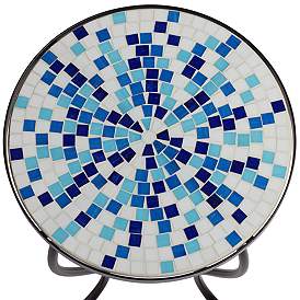 Image3 of Multi Blue Mosaic Black Iron Outdoor Accent Table more views