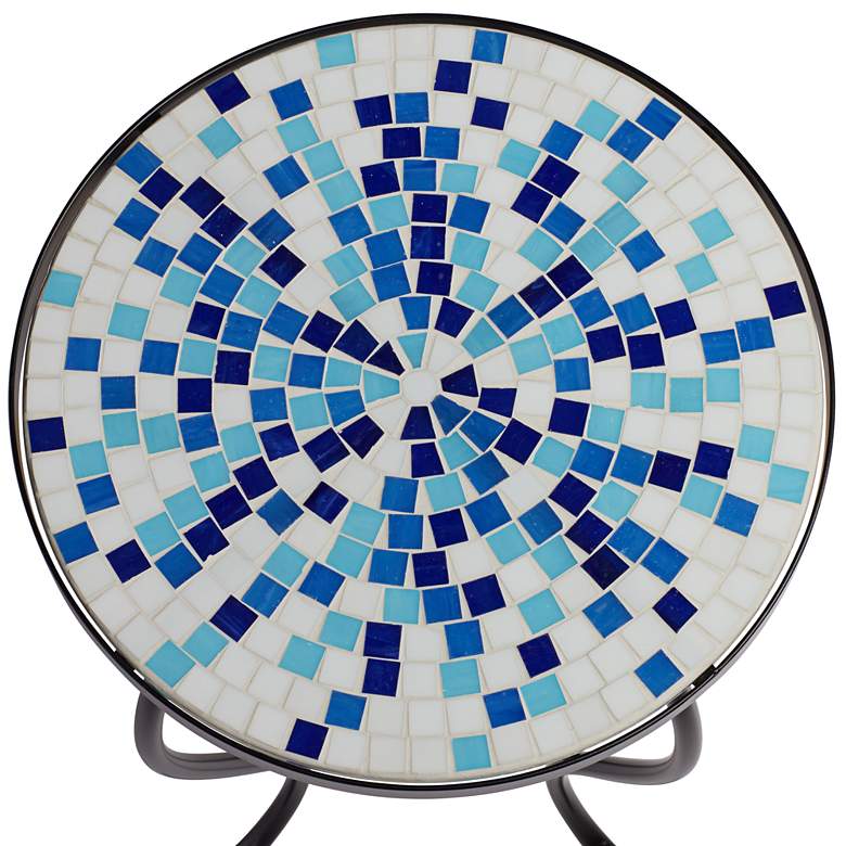 Multi Blue Mosaic Black Iron Outdoor Accent Table more views