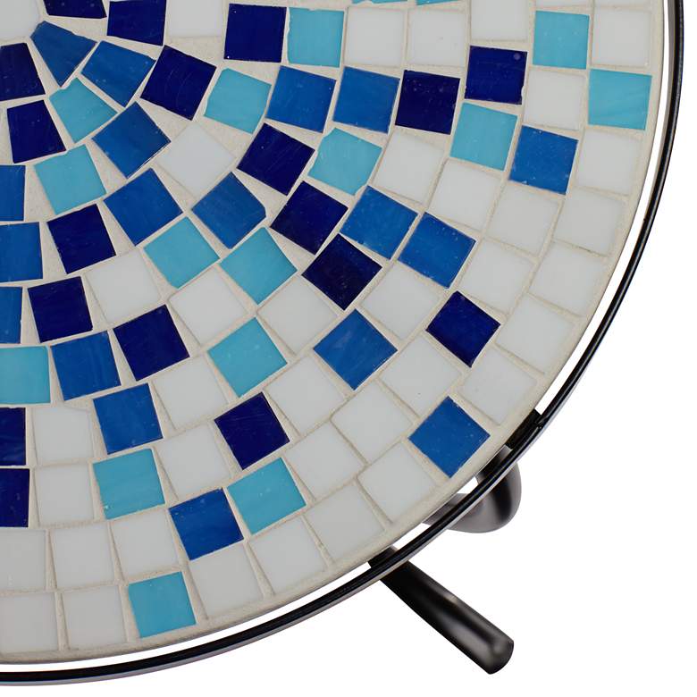 Image 4 Multi Blue Mosaic Black Iron Outdoor Accent Table more views