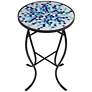 Multi Blue Mosaic Black Iron Outdoor Accent Tables Set of 2