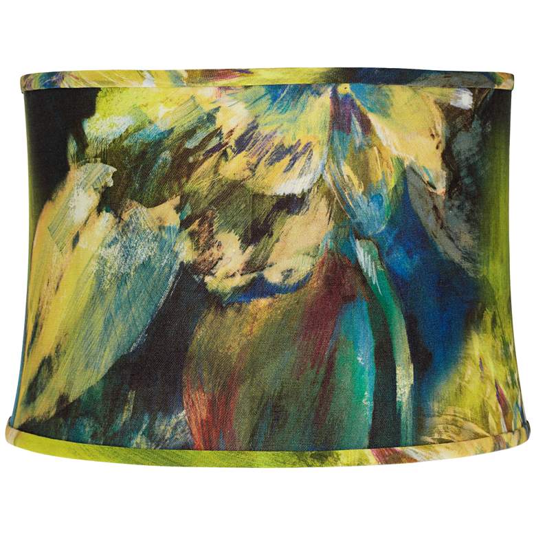 Image 1 Multi-Color Faux Paint Drum Lamp Shade 15x16x11 (Spider)