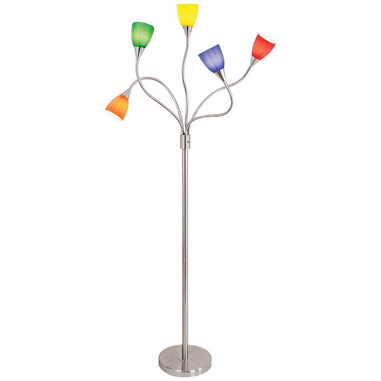 Image 1 Multi-Color Glass 5-Arm Floor Lamp