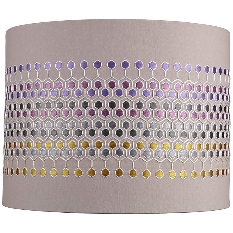 Image 1 Multi-Color Hexagon Embroider Drum Shade 14x14x11 (Spider)
