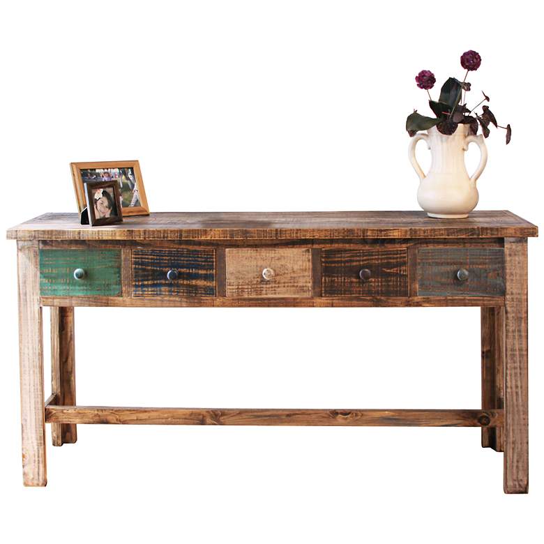 Image 1 Multi-Color Pine Wood Console Table